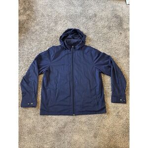 Eddie Bauer Jacket Mens Tall‎ XL XLT Blue Full Zip Snap closure front with Hood